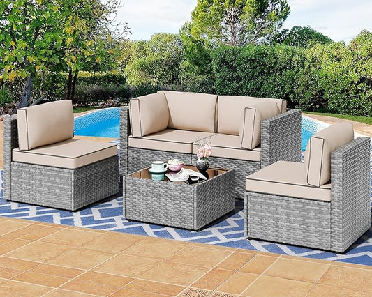 Shintenchi 5 Pieces Outdoor Patio Furniture Sets, Patio Sectional Sofa Couch by Shintenchi%7CFurnitureMadeforRealLife