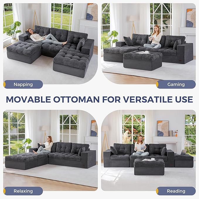 MAXYOYO 104" U Shaped Modular Sectional Sofa - Image 4