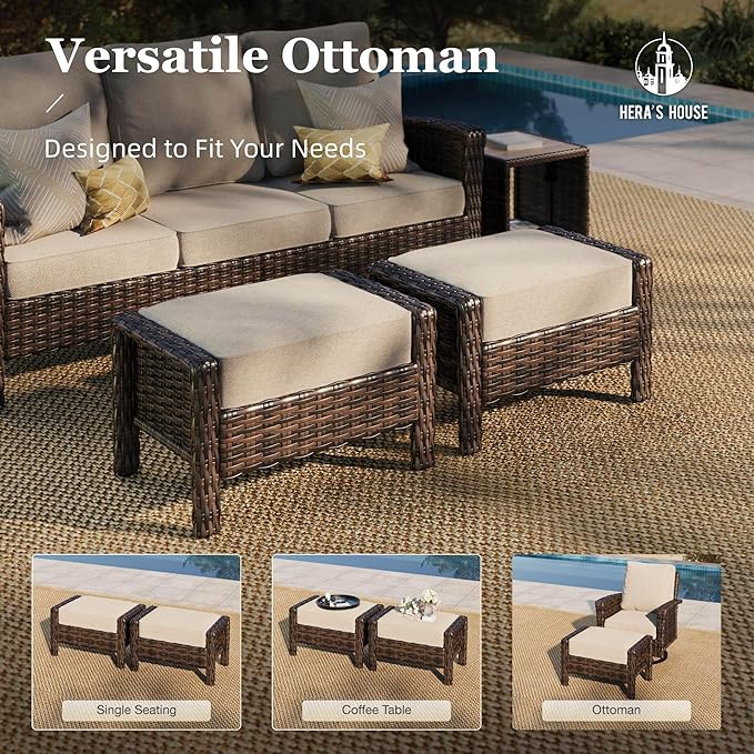 HERA’S HOUSE Wicker Patio Furniture Set, High Back Swivel Chairs - Image 8