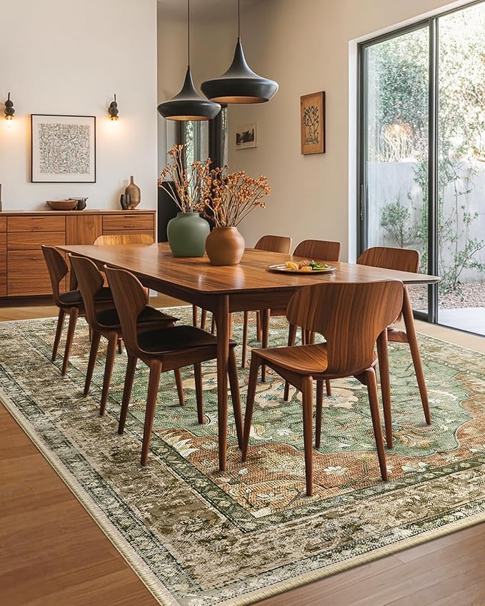 RELEANY Area Rugs 8'x10' Washable Non-Slip, Floral Vintage Distress Print - Image 4