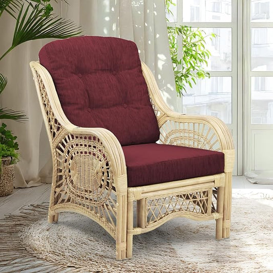 Malibu Lounge Living Accent Armchair Natural Rattan Wicker Handmade Design by Wickerix