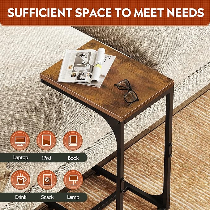 WLIVE C-Shaped End Table Set of 2, Small Couch Side Tables - Image 4