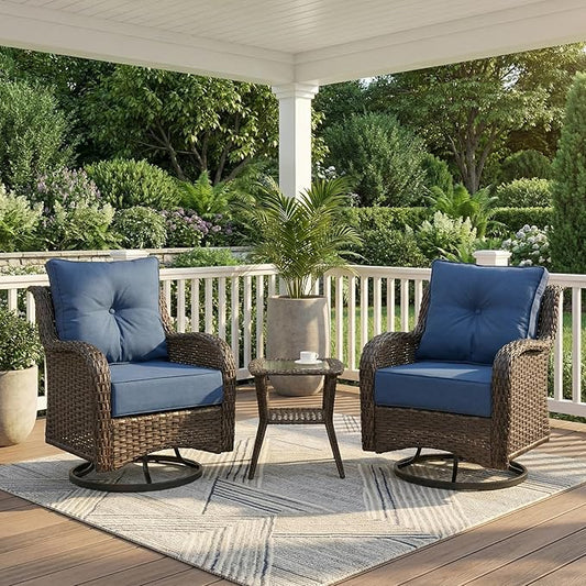 Patio Furniture Set, High Back Swivel Chairs, Weather Resistant Olefin Fabric by SAILARYPatioFurniture