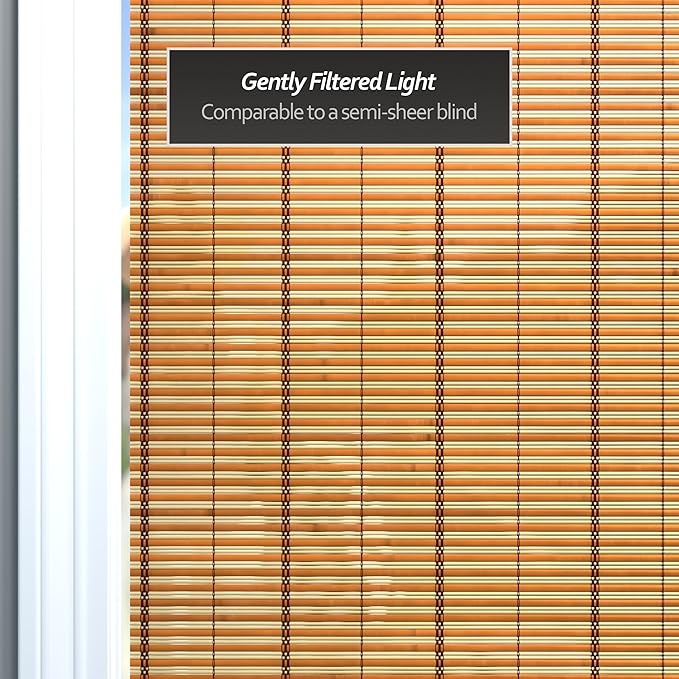 Red Lantern Burnt Bamboo Cordless Window Shade - Image 4