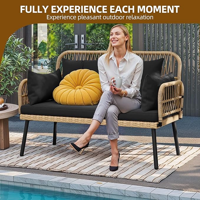 DWVO Outdoor Loveseat, Patio Wicker Furniture Set - Image 8