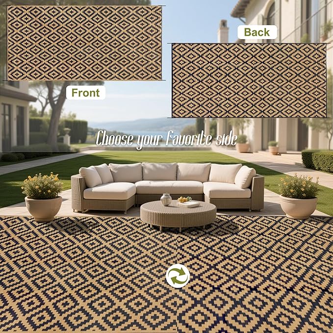 SAND MINE Reversible Mats, Plastic Straw Rug, Modern Area Rug, Large Floor Mat - Image 3
