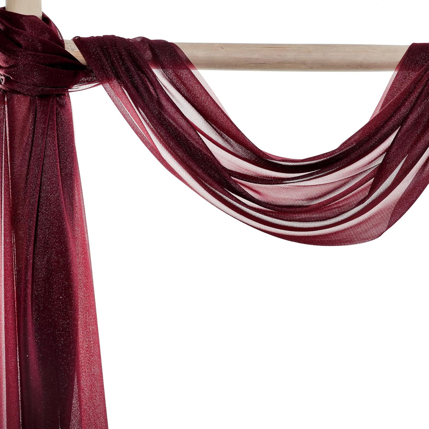 VDS Pack of 1 Panel (30 Inch X 20 Feet) Wedding Arch Draping Fabric Sheer Chiffon Fabric Drapery for Wedding Ceremony Reception Swag Backdrop Canopy Chuppah ARBO Altars Decoration (Burgundy)