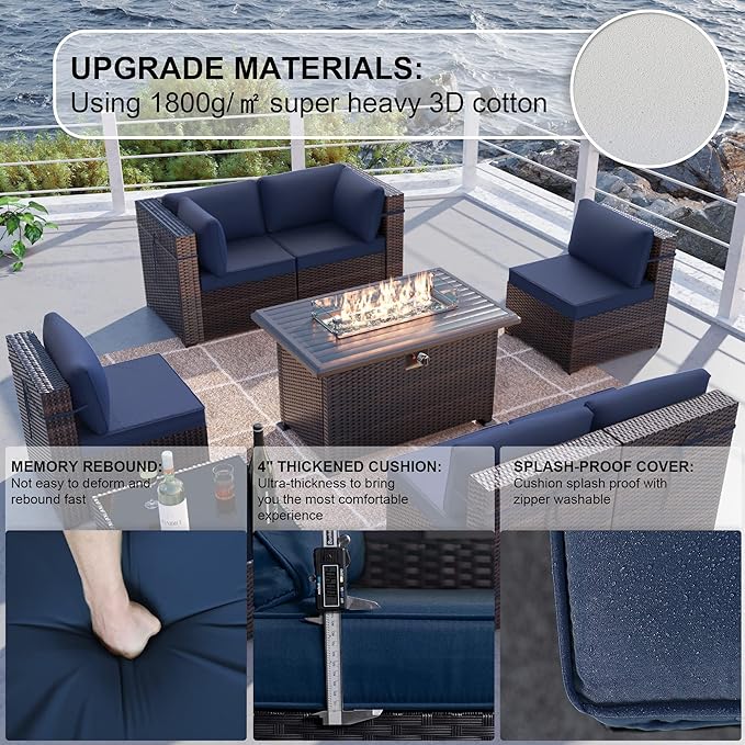 Kullavik 8 Pieces Outdoor Patio Furniture Set, Sectional Sofa Set - Image 3