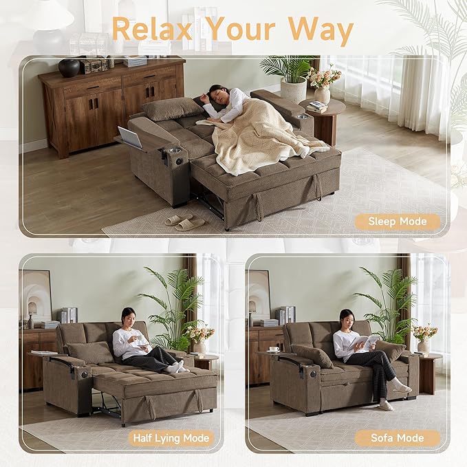 Auvsoce 65'' Chaise Lounge Chair Indoor, 3-in-1 Convertible Sofa Bed - Image 7