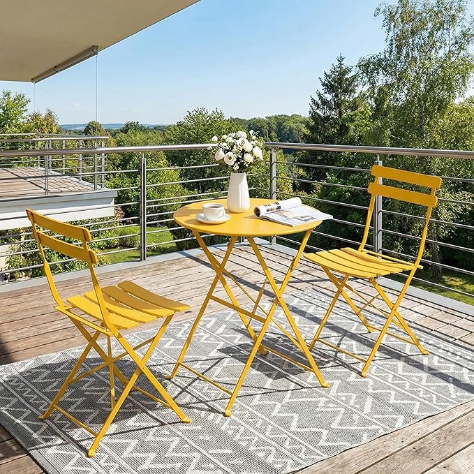 GarveeLife 3 Piece Outdoor Bistro Set, Metal Patio Furniture Set - Image 7