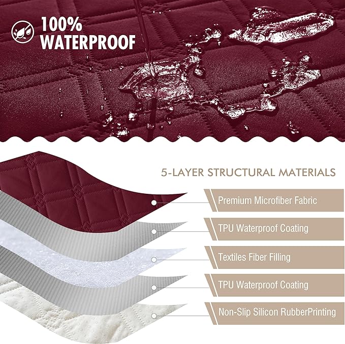 Genina Waterproof Couch Cover, Washable Anti-Slip 86.6 inch Sofa Covers - Image 5