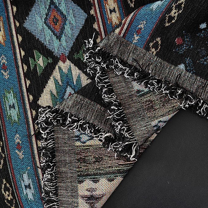 VClife Bohemian Couch Cover, Vintage Moroccan Tribal Geometric Chenille Couch - Image 7