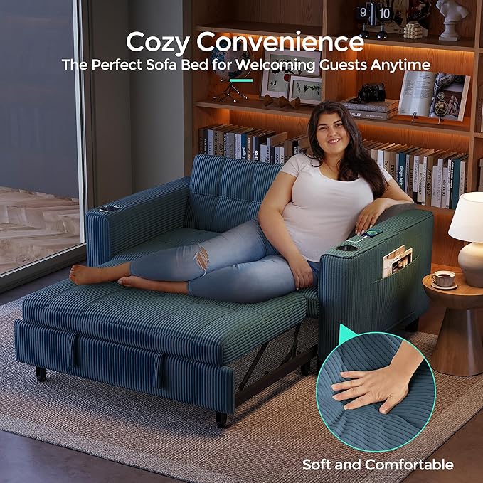 LINSY Sleeper Sofa Bed, Small 3 in 1 Convertible Loveseat Sleeper Couch - Image 7