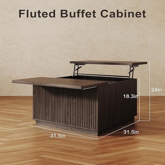 4-Piece Fluted Living Room Set Includes 31.5" Fluted Lift Top Coffee Table - Image 4