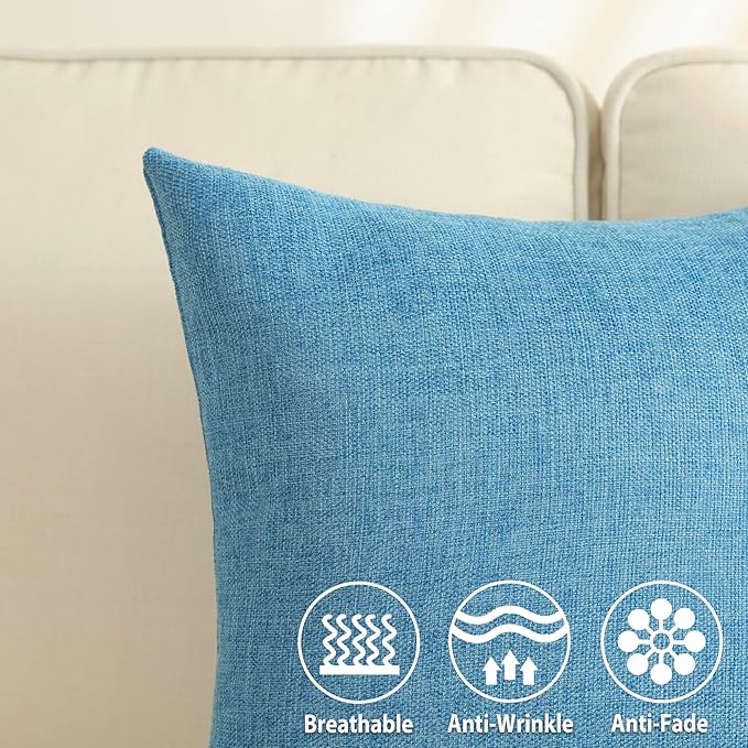 Stellhome Pack of 2 Linen Throw Pillow Covers Solid Fall Decorative Cushion - Image 2