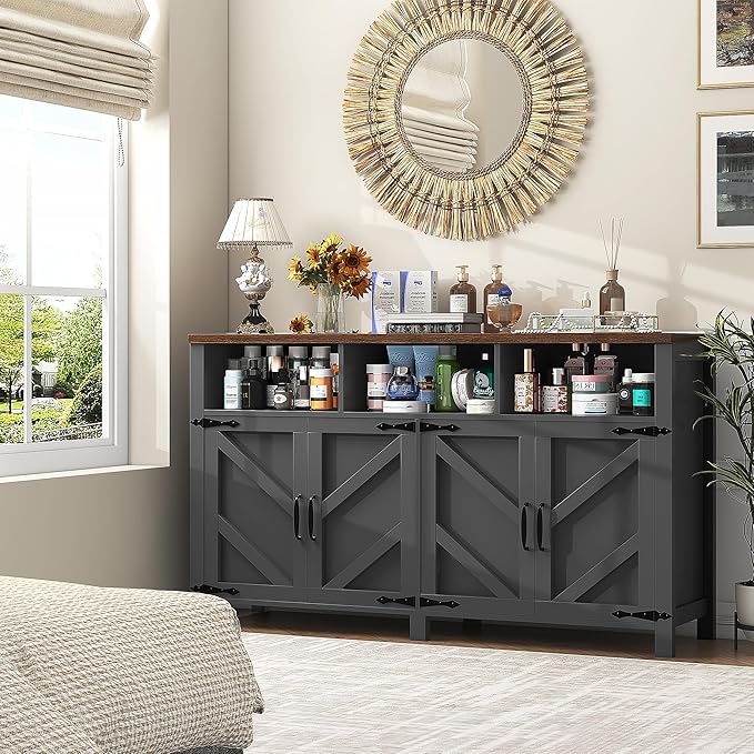 knoworld Buffet Sideboard with Storage Farmhouse with 4 Doors, Dining Room - Image 9