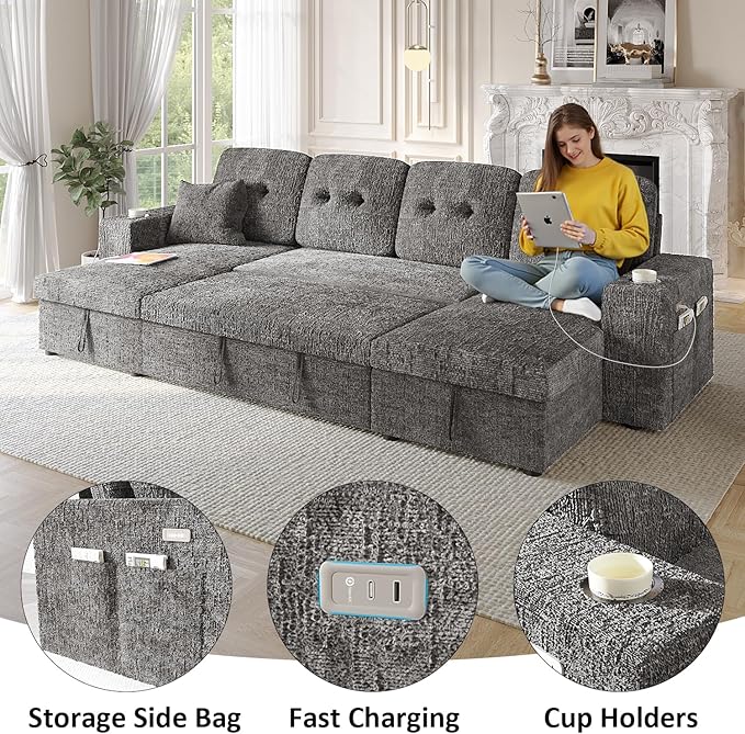 Modular Sectional Sleeper Sofa Bed, Couches - Image 6