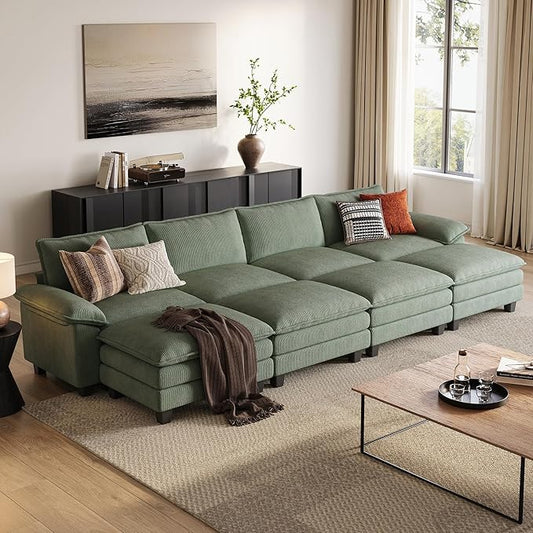 LINSY HOME 157" Modular Sectional Sofa, 4-Seat Corduroy Modern Cloud Couch by LINSYHOME