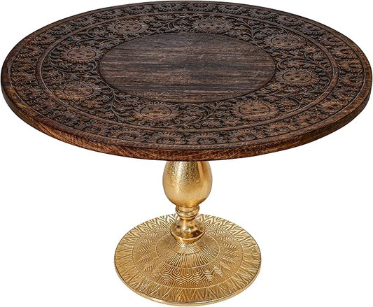 Coffee Table 24x24x18 Inch-Hand-Carved Solid Wood Center Table, Vintage Burnt by TheWoodenTown