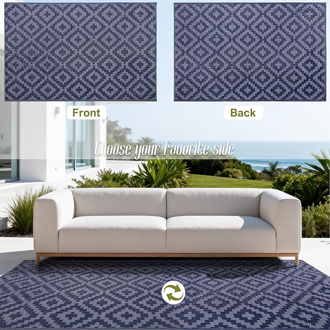 SAND MINE Reversible Mats, Plastic Straw Rug, Modern Area Rug, Large Floor Mat - Image 3