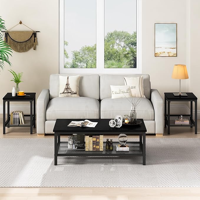 AWQM Coffee Table Set of 3, Industrial Coffee Table - Image 4
