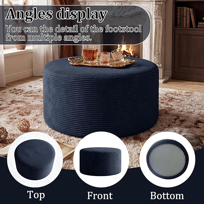 BSHOMGI Coffee Table Round Ottoman, Oversized Footrest - Image 6