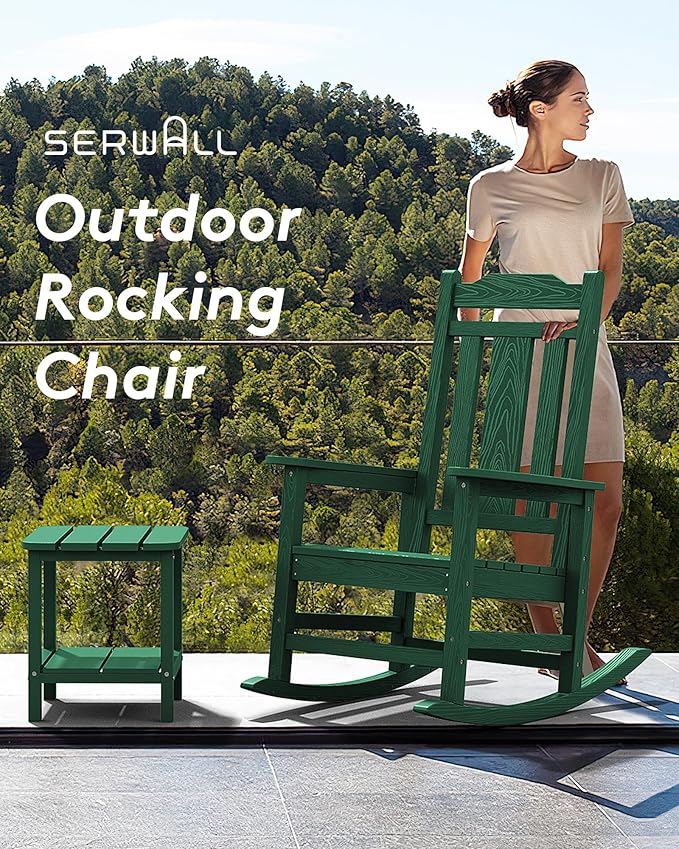 SERWALL HDPE Outdoor Rocking Chair Set of 6, Patio Rocking Chairs Set, Rocking - Image 5