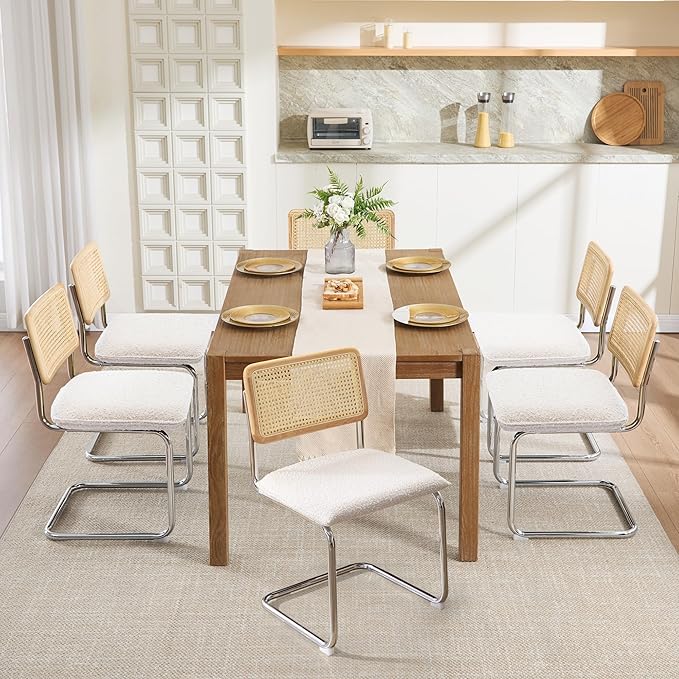 Zesthouse Natural Rattan Dining Chairs Set of 4, Modern Kitchen Chairs - Image 2