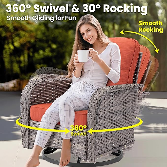 ovios 6 Pieces Patio Furniture Set, Outdoor Wicker Sofa Couch - Image 4
