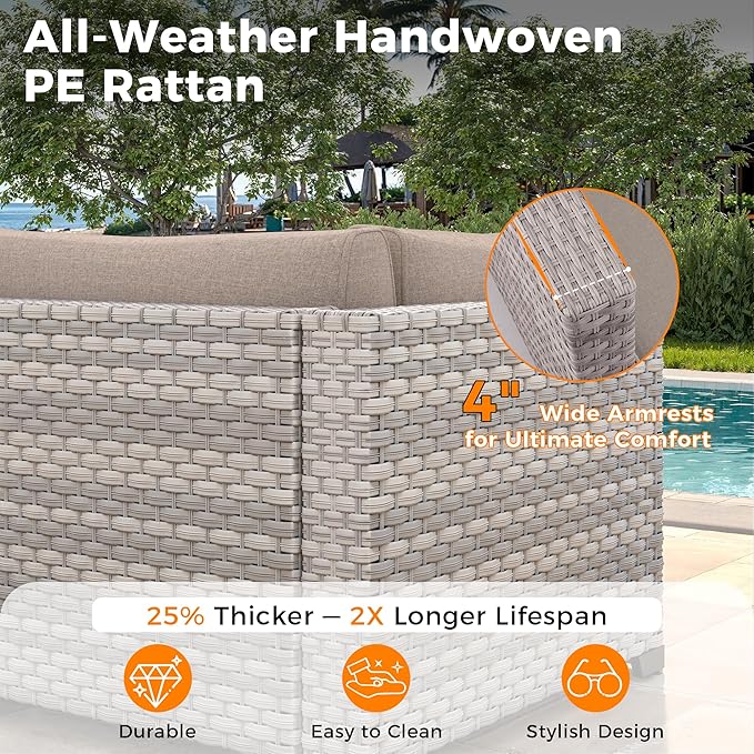 10-Seat Outdoor Wicker Patio Furniture Set - Image 4