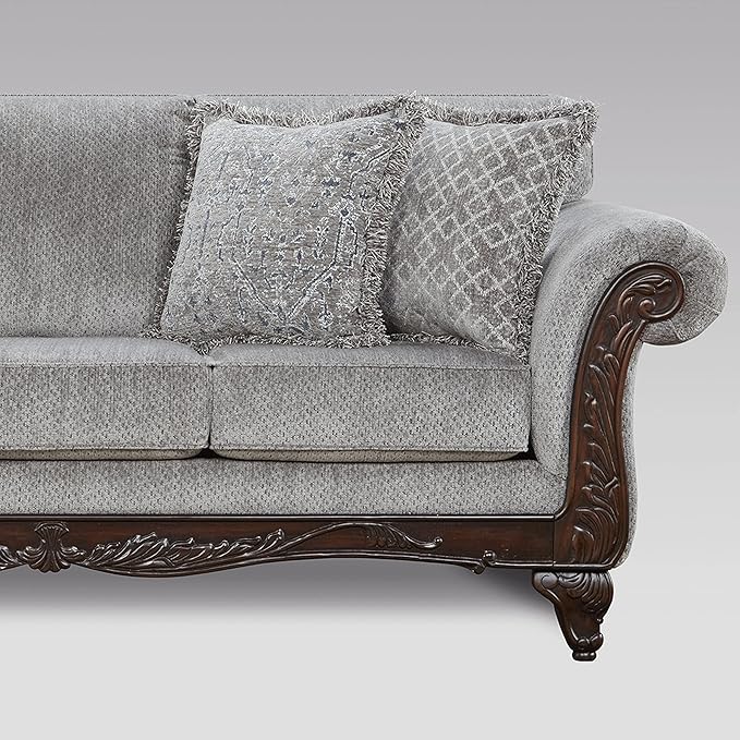 Hernen Carved Wood Frame Sofa - Image 4