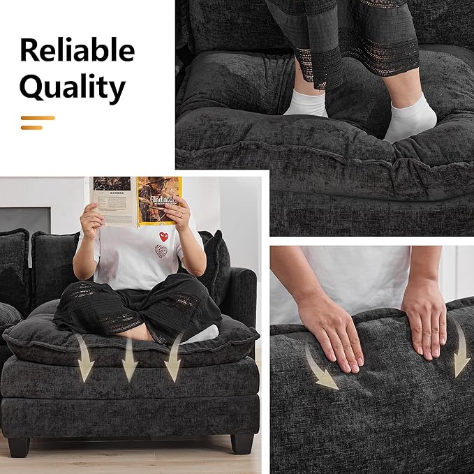76'' Cloud Deep Seat Loveseat Sofa, Upholstered Chenille Modular 2-Seats - Image 5