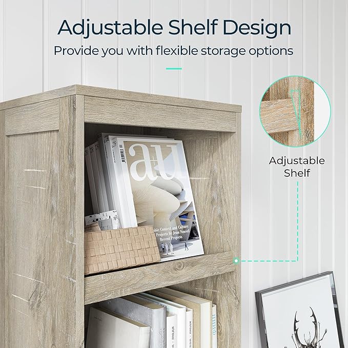 LINSY HOME 5-Shelf Bookcase, Narrow Bookshelves Floor Standing Storage Shelves - Image 5