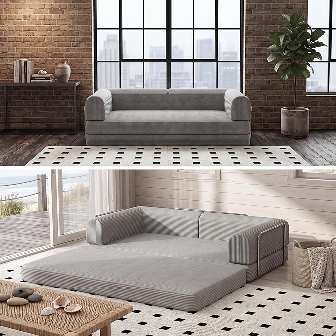 Garvee 78" Convertible Sleeper Sofa Bed, Plush Corduroy Futon Loveseat by Garvee