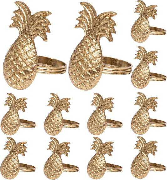 Elegant Metal Napkin Holders for Dining Table Decor - 12 Pack Pumpkin Lightweight Metal Napkin Rings for Party, Weddings, Family Gatherings & Everyday Use (Gold)- ALPHA Living HOME
