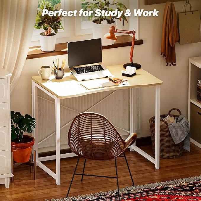 Huuger Folding Desk for Small Spaces, 31.5 Inch Foldable Computer Table - Image 8
