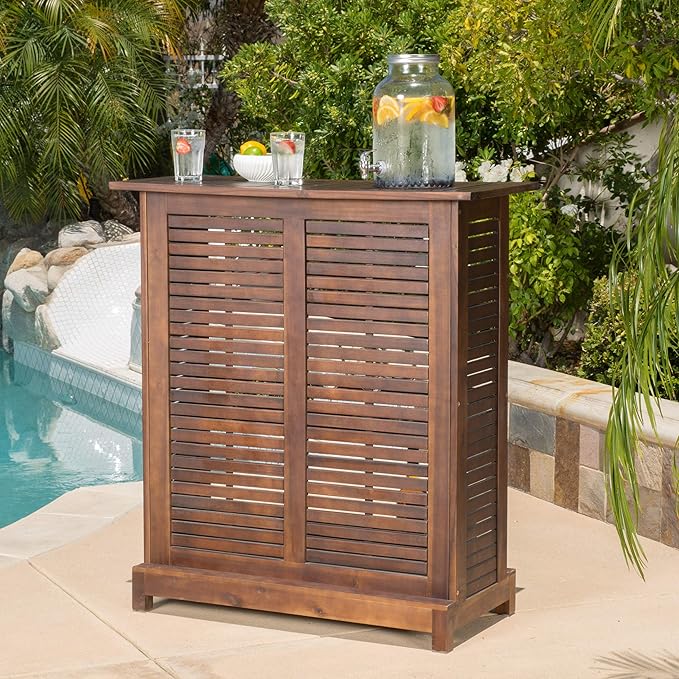 Christopher Knight Home Riviera Acacia Non-FSC KD Wood Bar, Rich Mahagony - Image 2
