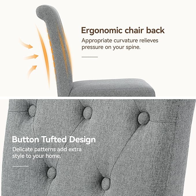 Welzona Upholstered Dining Chairs Set of 6, Button Tufted Parsons Dining Chair - Image 7