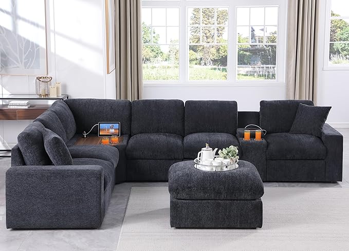 Ball & Cast 127" Oversized Modular L-Shaped Sectional Sofa, Large Chenille - Image 3