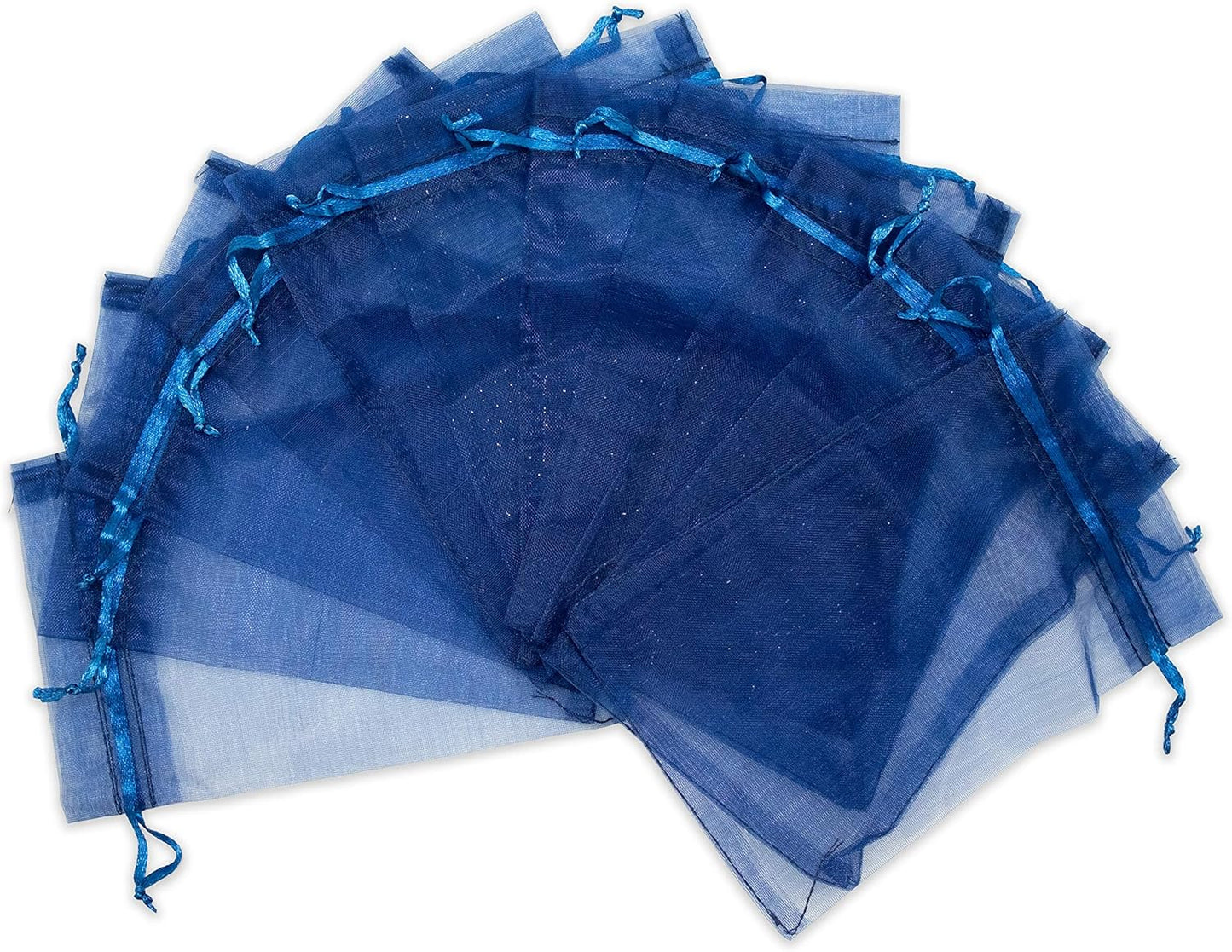TheDisplayGuys 48-Pack 3x4 Navy Blue Sheer Organza Gift Bags with Drawstring, Jewelry Candy Treat Wedding Party Favors Mesh Pouch