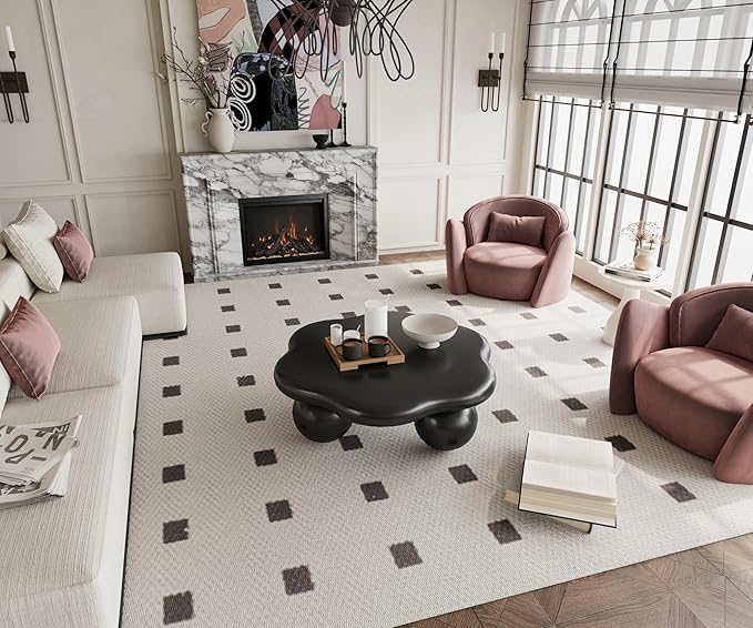 35" Cloud Coffee Table with 3 Ball Legs, Modern Minimalist Petal Center Table - Image 8