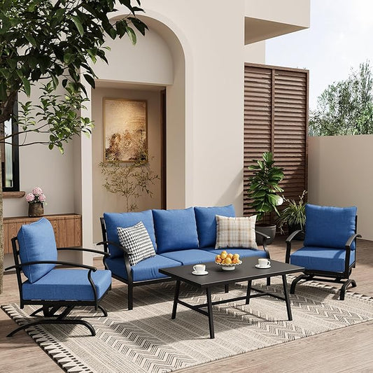 ALAULM 4 Piece Patio Furniture Set, Outdoor Metal Patio Furniture by ALAULM