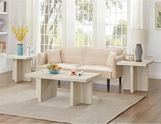 Roundhill Furniture Mchome 3-Piece Coffee Table Set, Coffee Table and Two End by RoundhillFurniture