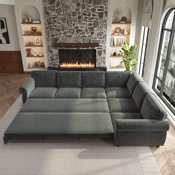 118" L-Shaped Sleeper Couch Bed - Image 9