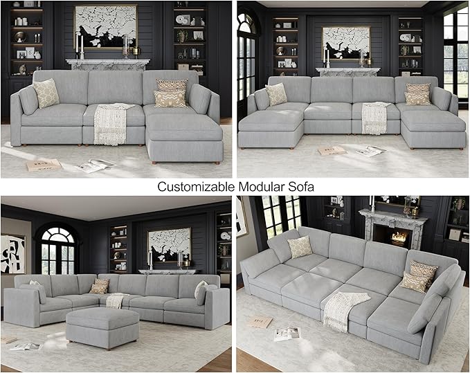 Oversized Modular Sectional Sleeper Couch, Solid Wood Frame, Removable Washable - Image 7