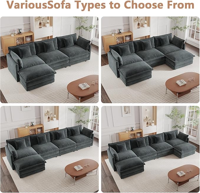 mikibama Modular Sectional Sofa, 111.5 Inch U Shaped Couch Set - Image 6