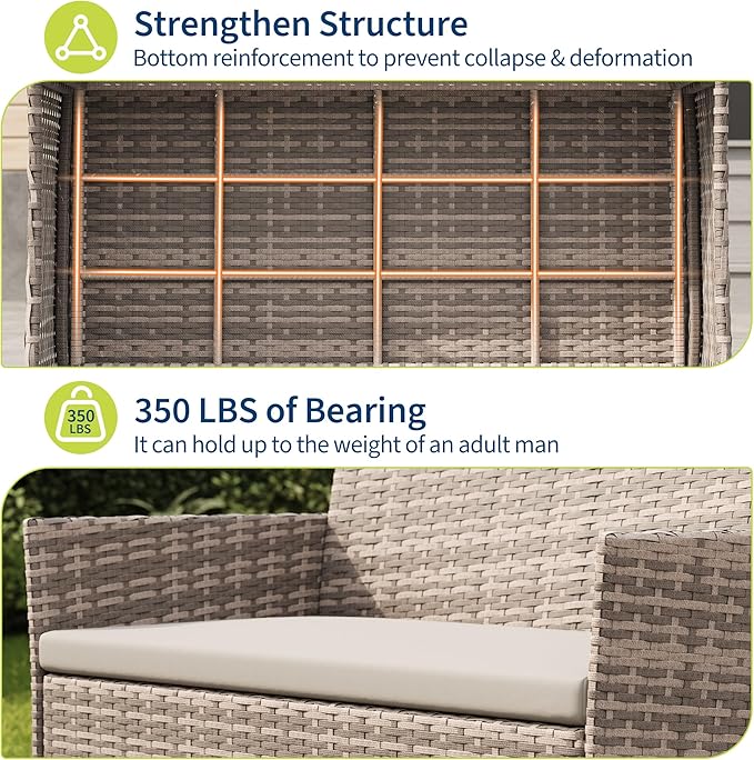 4-Piece Outdoor Furniture Set, PE Rattan Wicker Chairs - Image 5