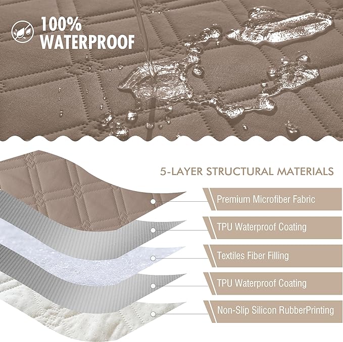 Genina Waterproof Couch Cover, Washable Anti-Slip 51 inch Loveseat Sofa Covers - Image 5