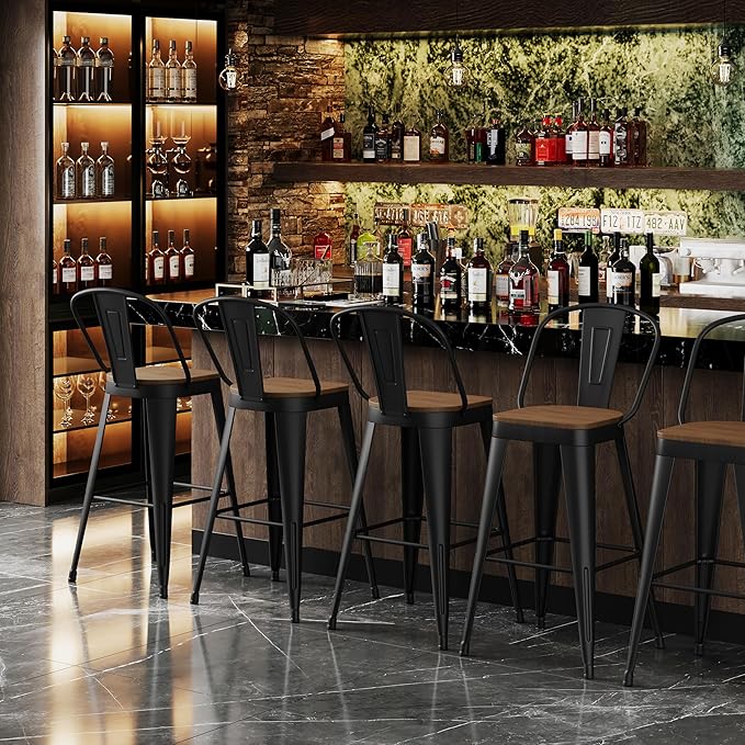 Andeworld Metal Bar Stools Set of 4, 24 inch Counter Height Barstools - Image 7