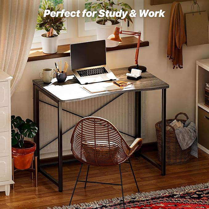 Huuger Folding Desk for Small Spaces, 31.5 Inch Foldable Computer Table - Image 8